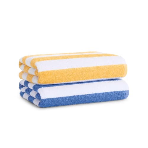 Toalla de Piscina Cabana a Rayas, 76 % Algodón/24 % Poliéster, 30x60, 9 lb/dz, Amarillo/Blanco